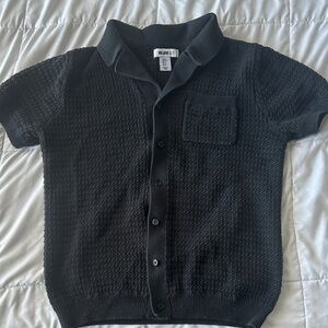 William Rast Black Textured Button-Down Shirt
